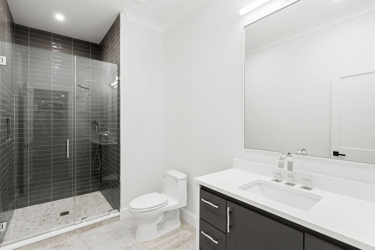 Bathroom, Glass Shower, Interior, Recessed Lighting