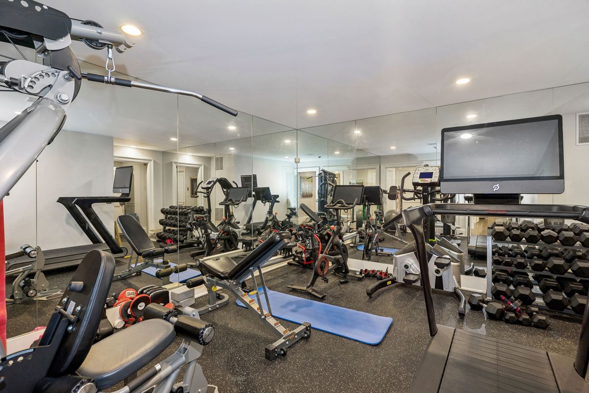 Fitness Equipment, Gym, Interior, Recessed Lighting