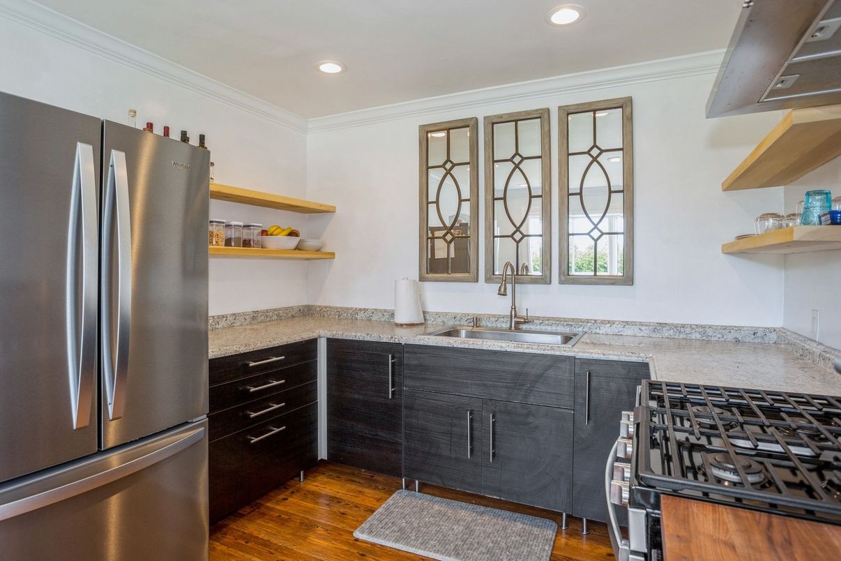 Interior, Kitchen, Recessed Lighting, Wood Texture Flooring