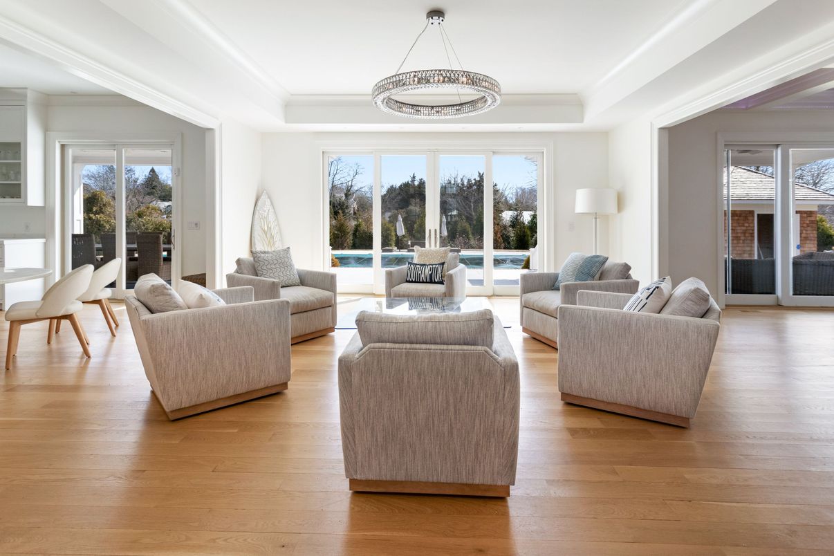Interior, Living room, Pendant Lights, Wood Texture Flooring