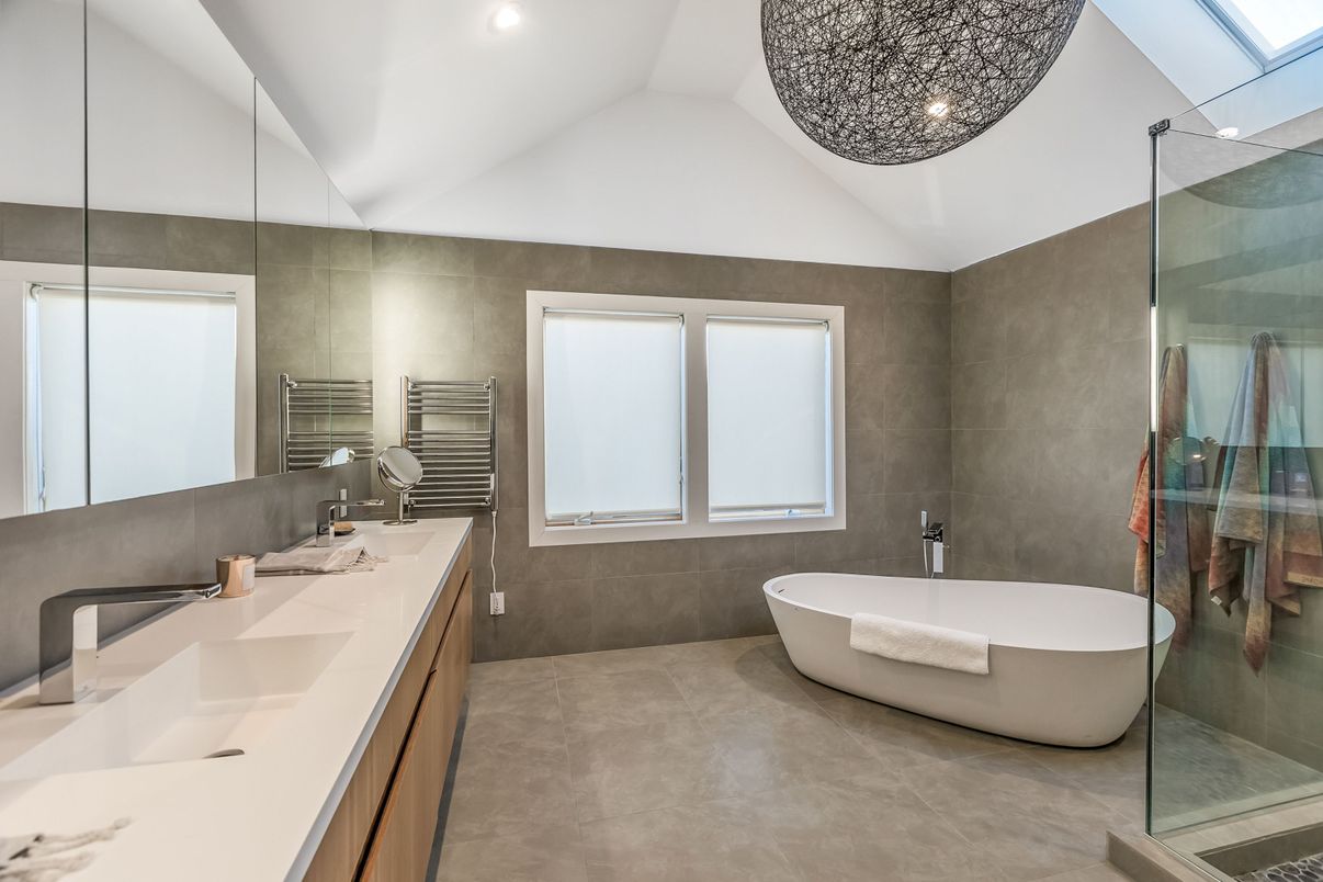 Bathroom, Dual Sink Vanities, Free Standing Baths, Glass Shower, Interior, Recessed Lighting