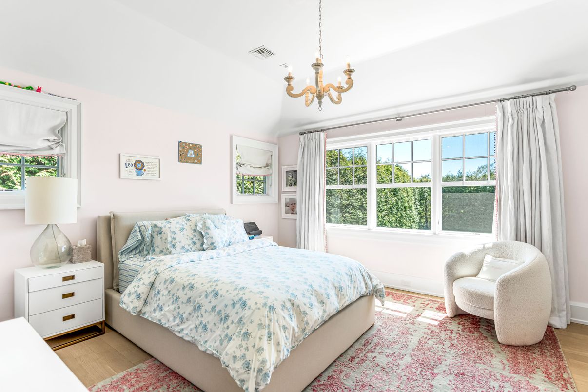 Bedroom, Chandelier, Interior, Wood Texture Flooring