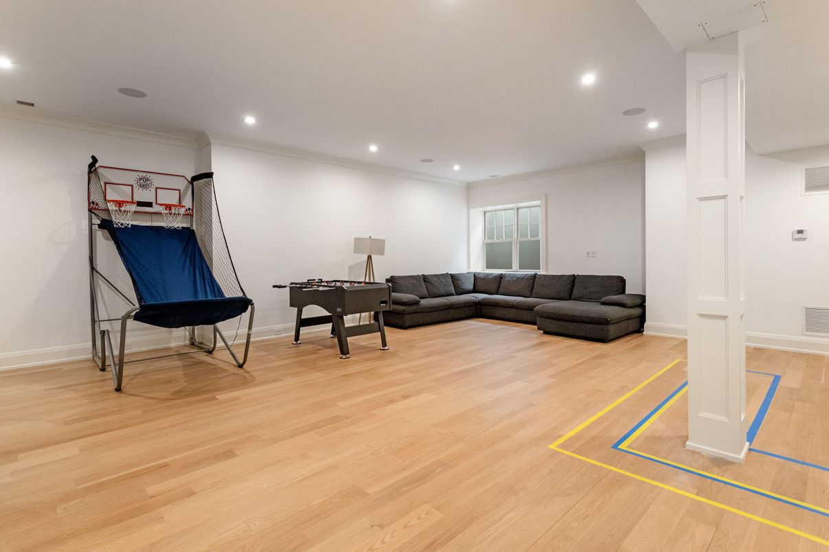 Game Room, Interior, Recessed Lighting, Wood Texture Flooring