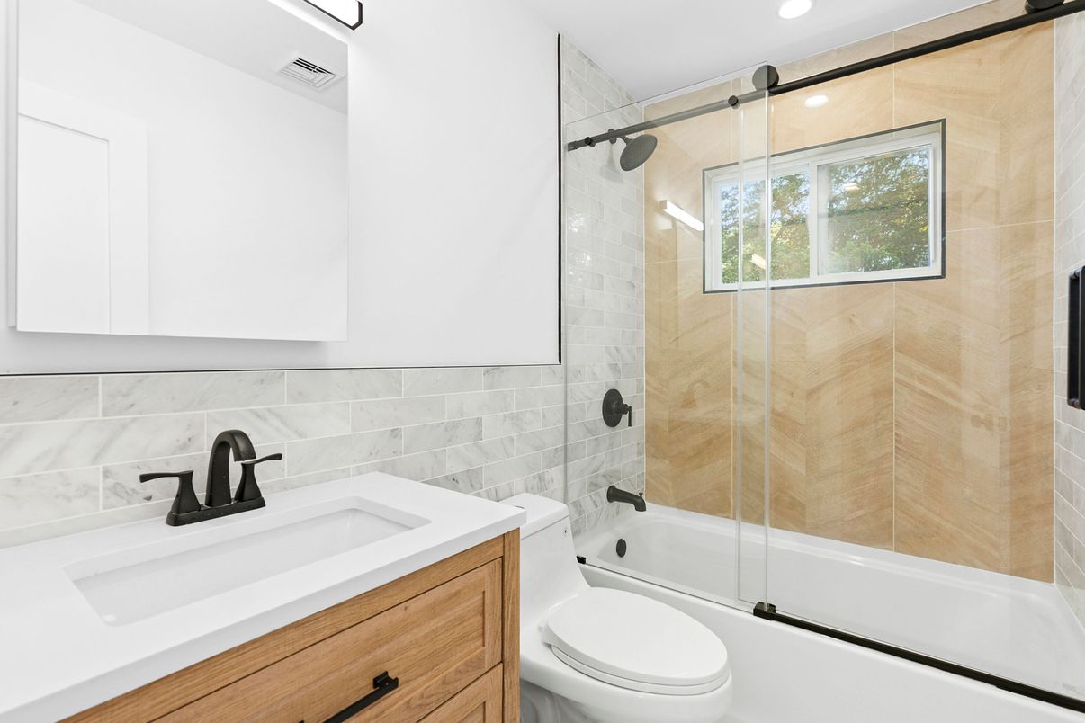 Bathroom, Glass Shower, Interior, Recessed Lighting