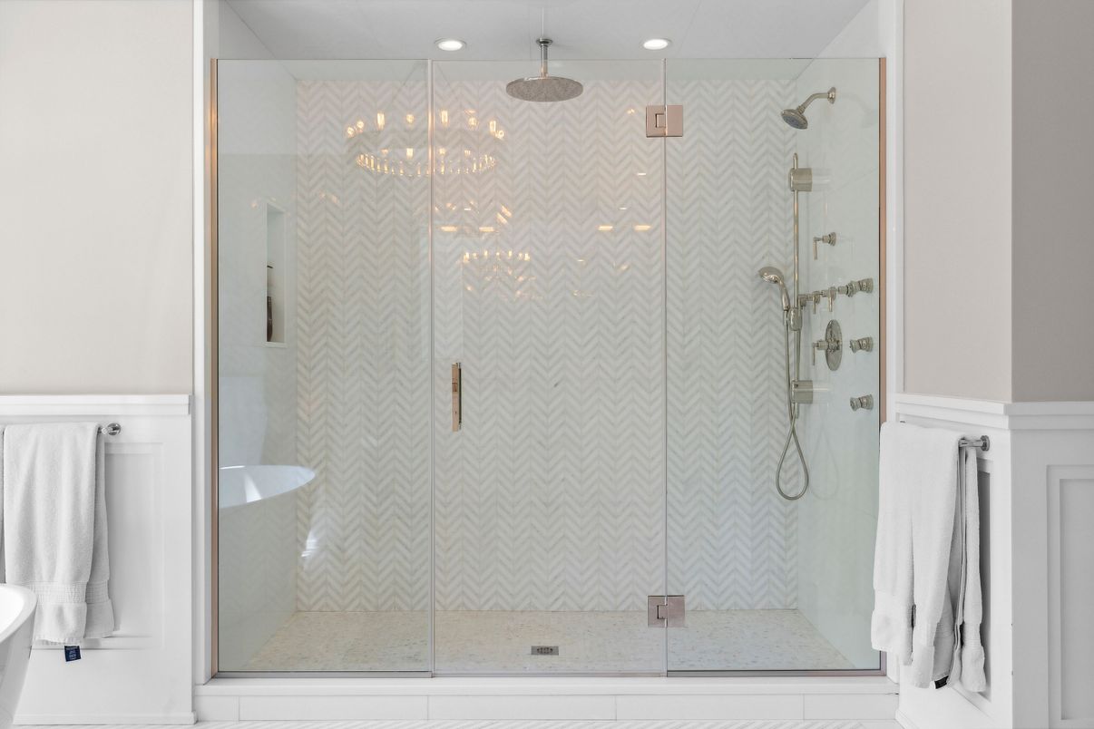 Bathroom, Glass Shower, Interior, Recessed Lighting