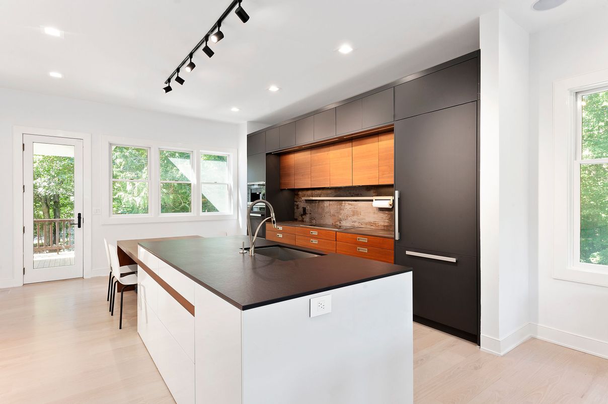 Interior, Kitchen, Recessed Lighting, Wood Texture Flooring