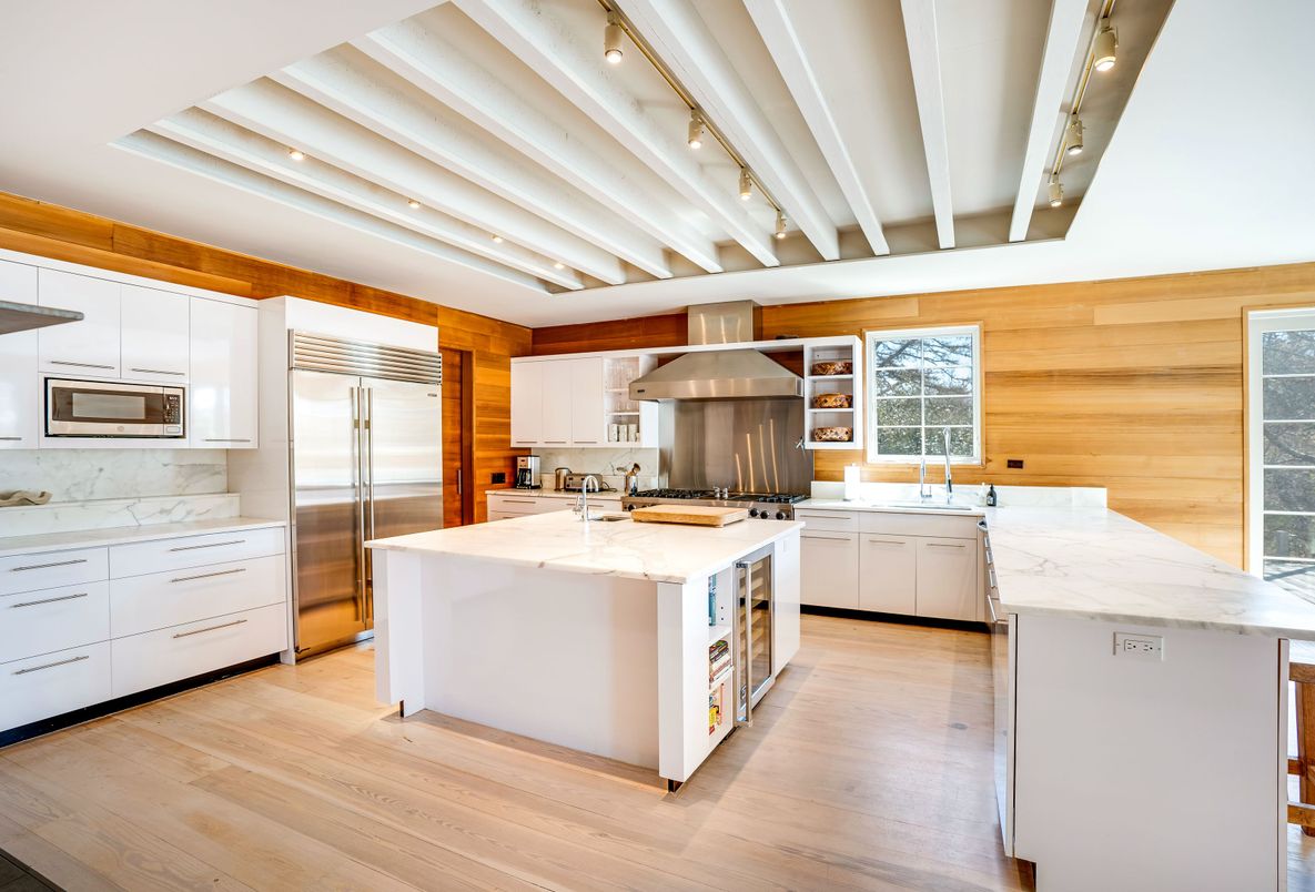 Interior, Kitchen, Stainless Steel Appliances, Wood Texture Flooring