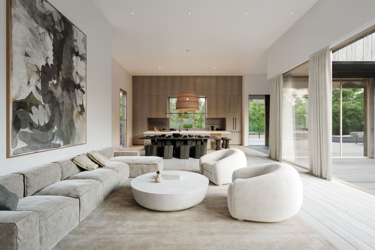 Interior, Kitchen, Living room, Pendant Lights, Recessed Lighting, Stainless Steel Appliances, Wood Texture Flooring