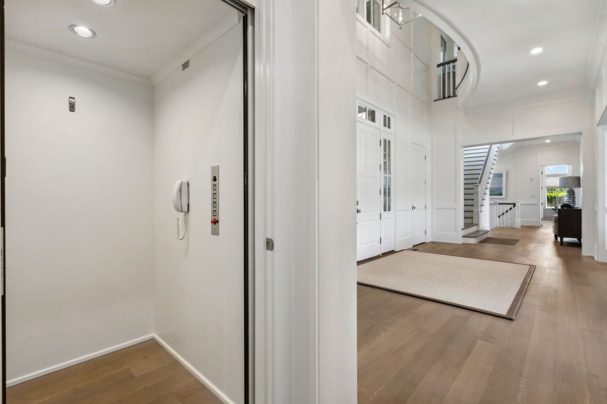 Elevator, Interior, Recessed Lighting, Wood Texture Flooring