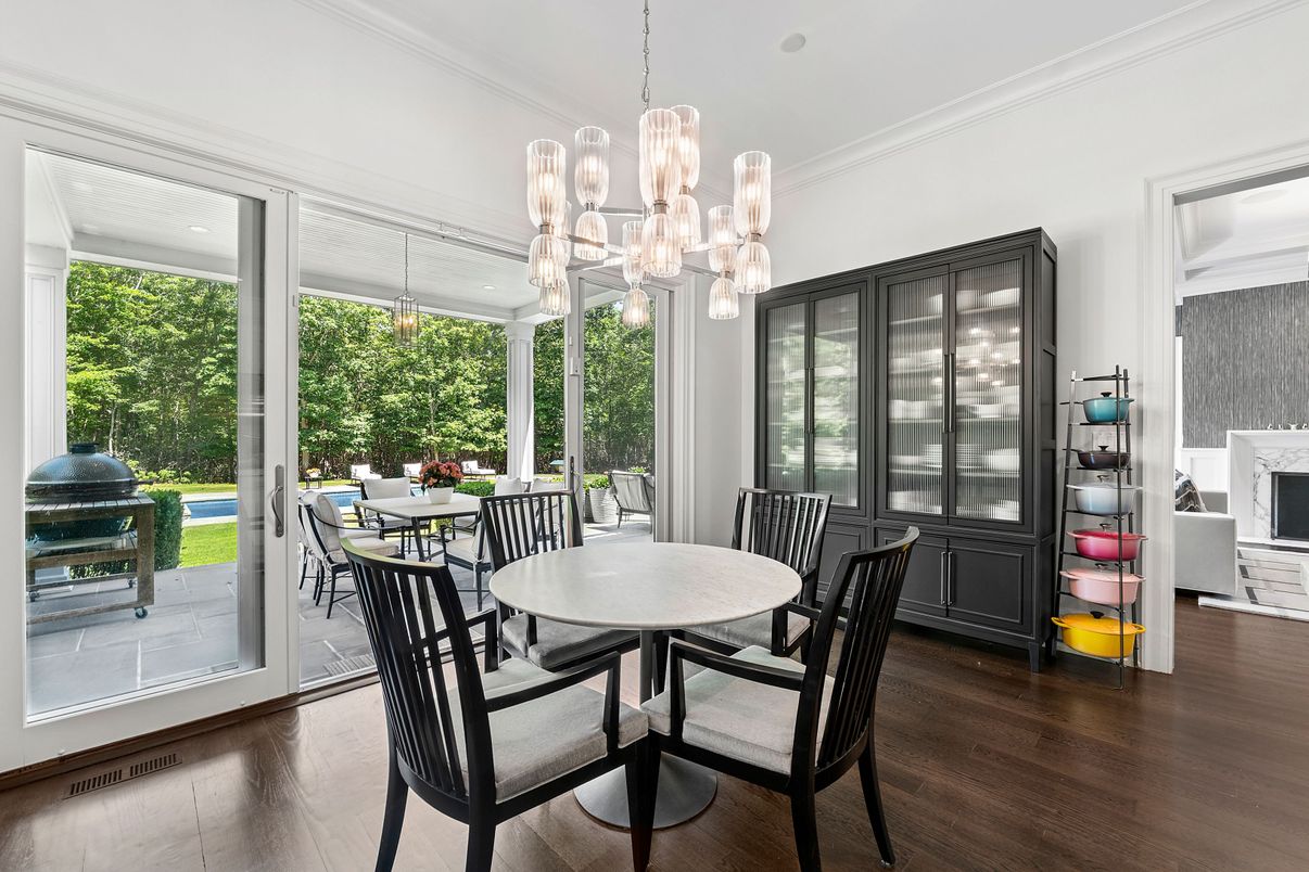 Chandelier, Dining room, Interior, Wood Texture Flooring
