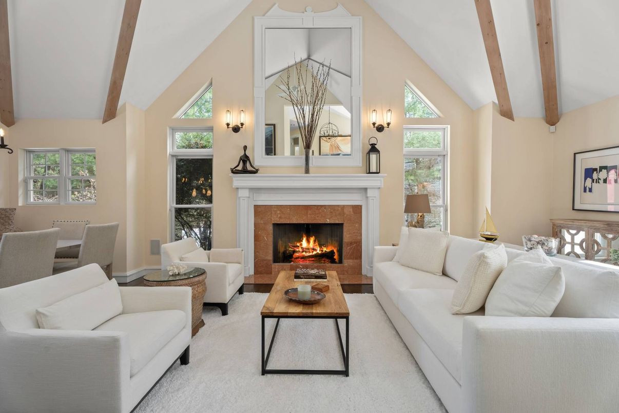 Dining room, Fireplace, Interior, Living room, Wooden Beams