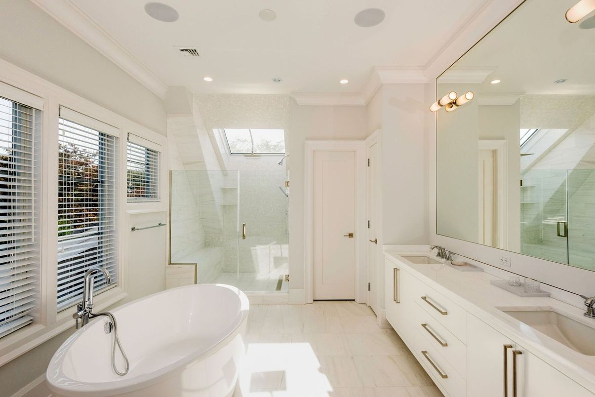 Bathroom, Dual Sink Vanities, Glass Shower, Interior, Recessed Lighting