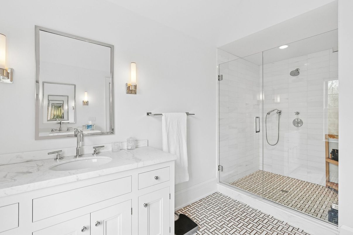 Bathroom, Glass Shower, Interior, Recessed Lighting
