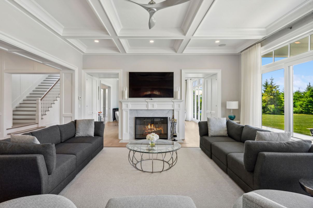 Fireplace, Interior, Living room, Recessed Lighting
