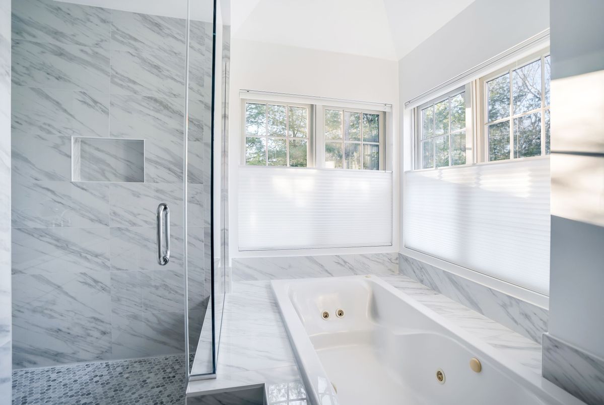 Bathroom, Glass Shower, Interior, Marble Walls