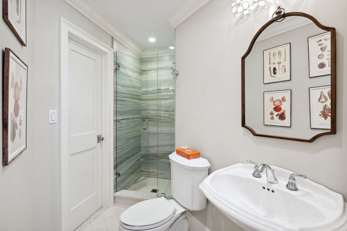 Bathroom, Glass Shower, Interior, Recessed Lighting