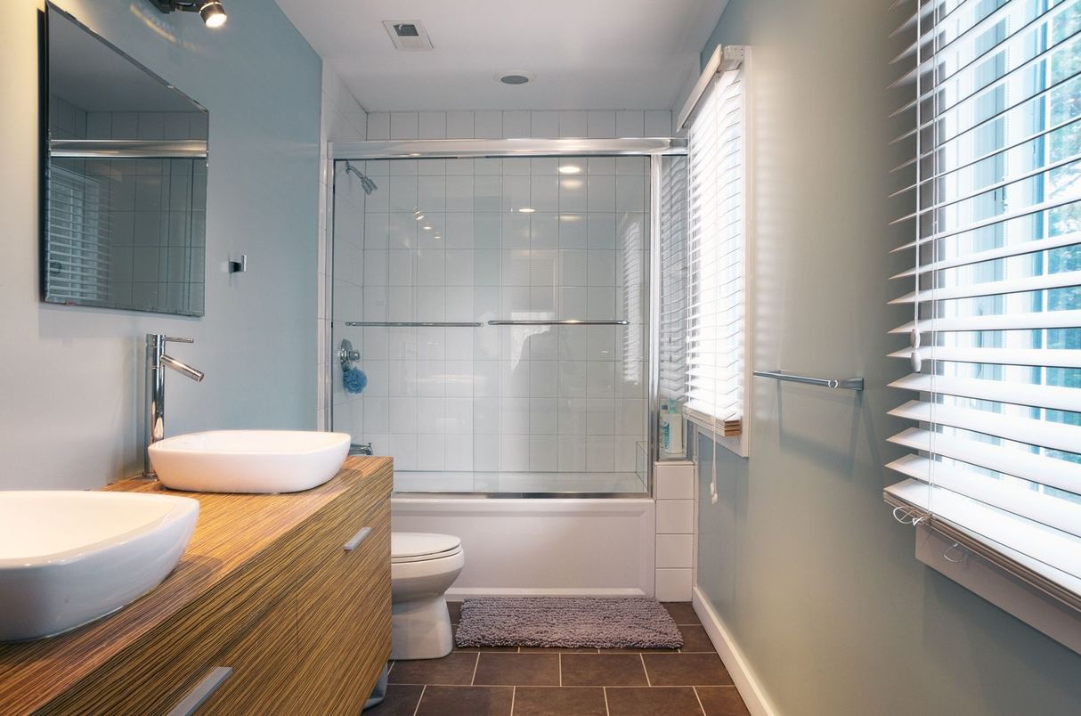 Bathroom, Glass Shower, Interior, Recessed Lighting