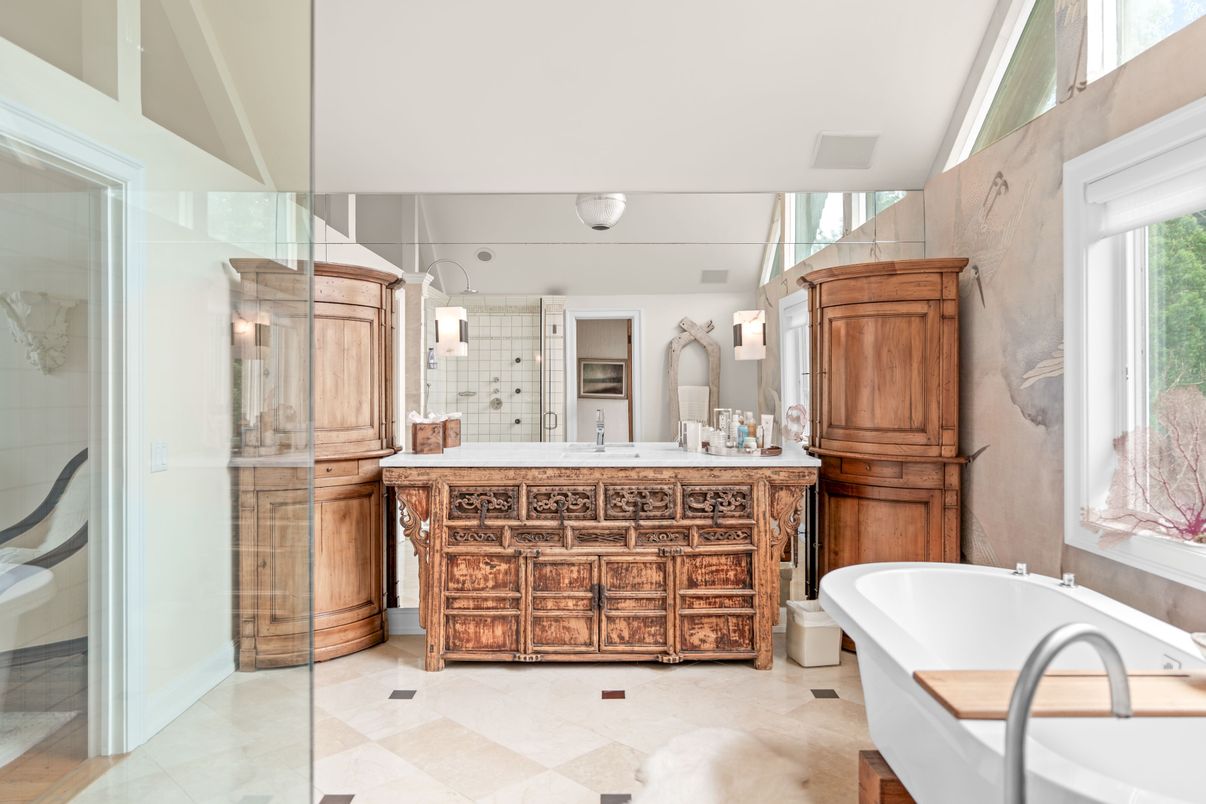 Bathroom, Dual Sink Vanities, Glass Shower, Interior