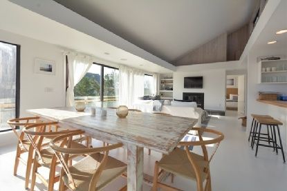 Dining room, Fireplace, Interior, Living room, Recessed Lighting