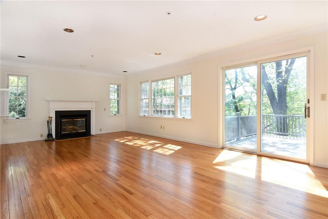 Empty room, Fireplace, Interior, Recessed Lighting, Wood Texture Flooring