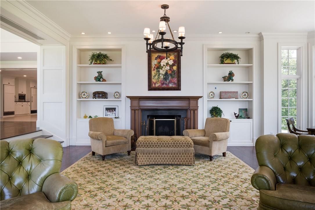 Chandelier, Fireplace, Interior, Living room, Recessed Lighting