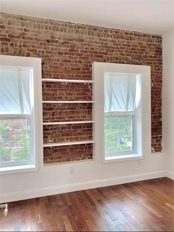 Empty room, Interior, Stone Walls, Wood Texture Flooring