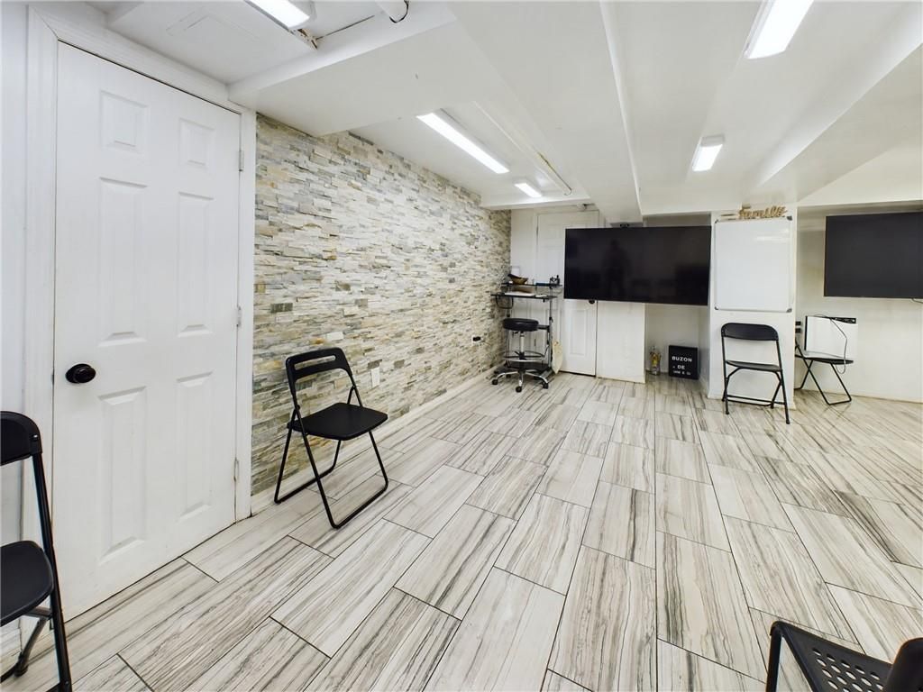 Interior, Stone Walls, Wood Texture Flooring