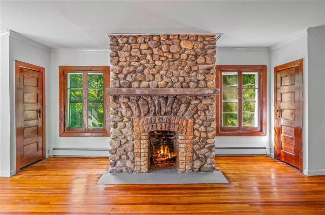 Fireplace, Interior, Wood Texture Flooring