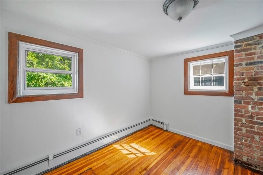 Empty room, Interior, Stone Walls, Wood Texture Flooring