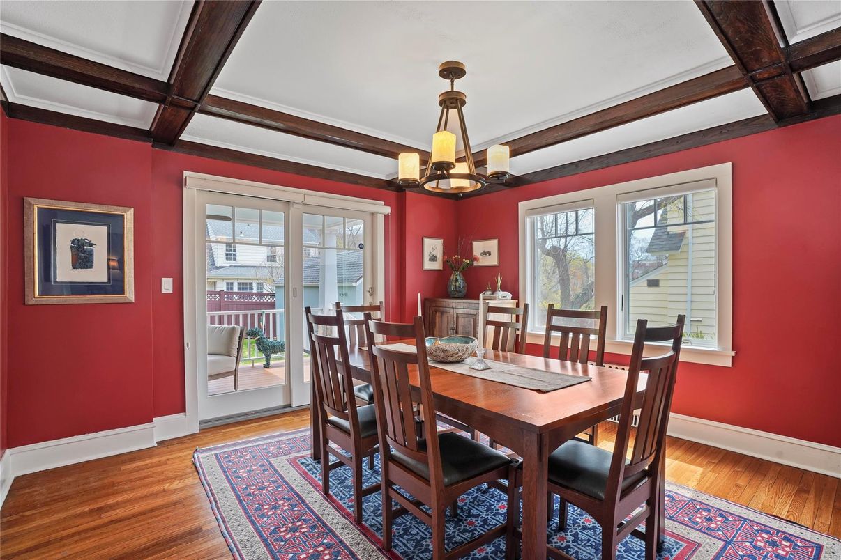Chandelier, Dining room, Interior, Wooden Beams, Wood Texture Flooring