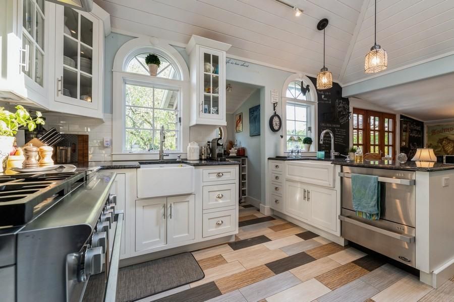 Interior, Kitchen, Pendant Lights, Stainless Steel Appliances, Wood Texture Flooring