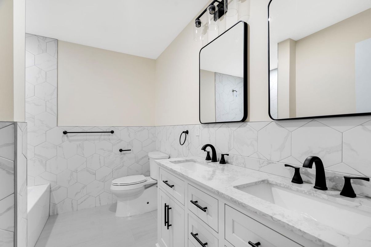 Bathroom, Dual Sink Vanities, Interior, Marble Walls