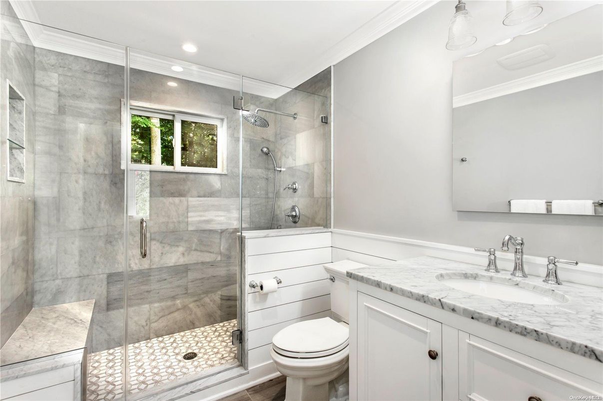 Bathroom, Glass Shower, Interior, Recessed Lighting