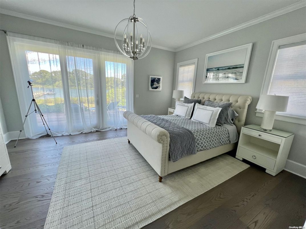 Bedroom, Chandelier, Interior, Pendant Lights, Wood Texture Flooring