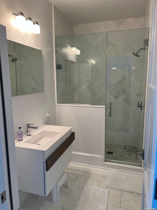 Bathroom, Glass Shower, Interior, Marble Walls