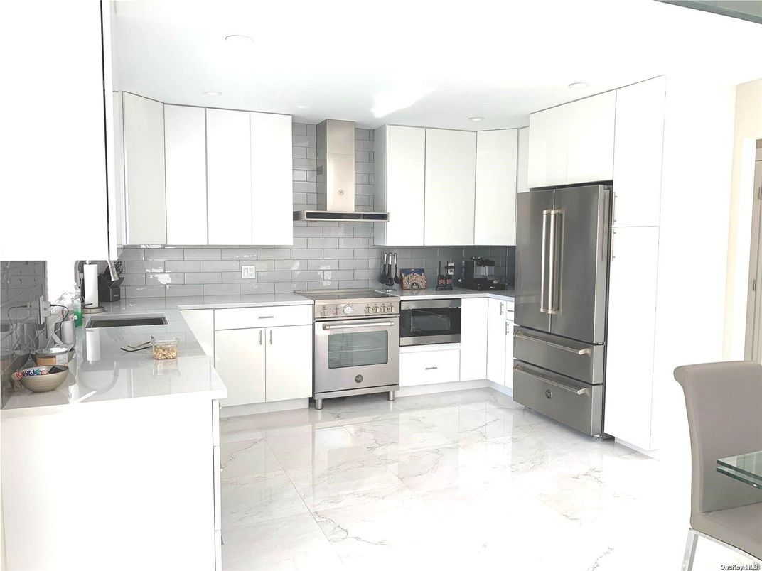 Interior, Kitchen, Marble, Recessed Lighting, Stainless Steel Appliances
