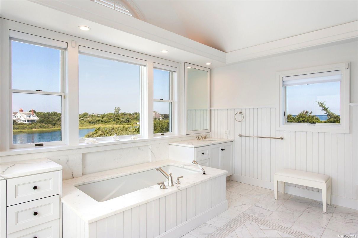 Bathroom, Interior, Marble, Recessed Lighting, Water