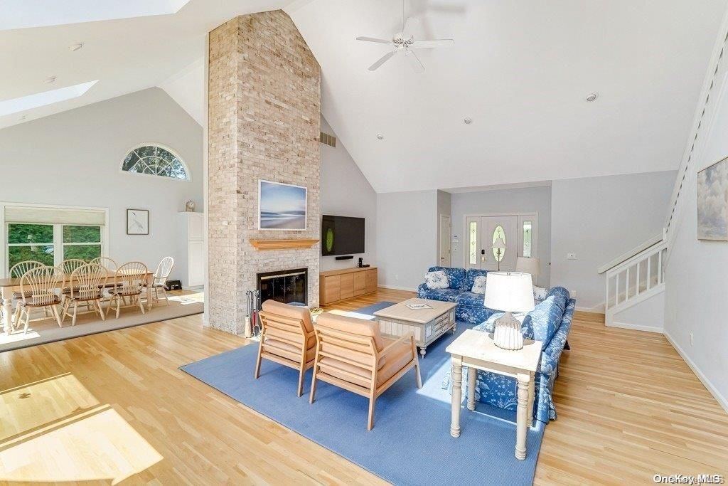 Dining room, Fireplace, Interior, Living room, Wood Texture Flooring