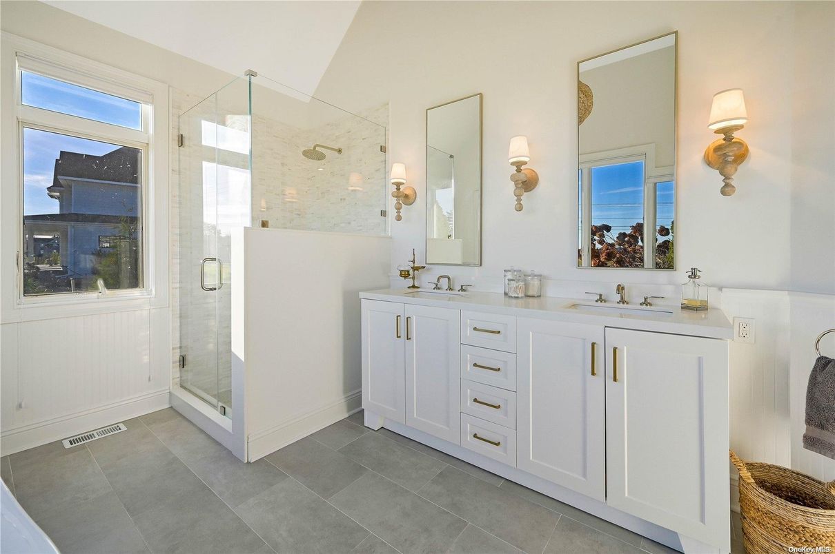 Bathroom, Dual Sink Vanities, Glass Shower, Interior