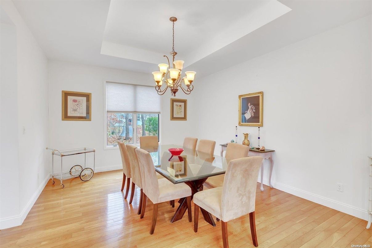 Chandelier, Dining room, Interior, Wood Texture Flooring