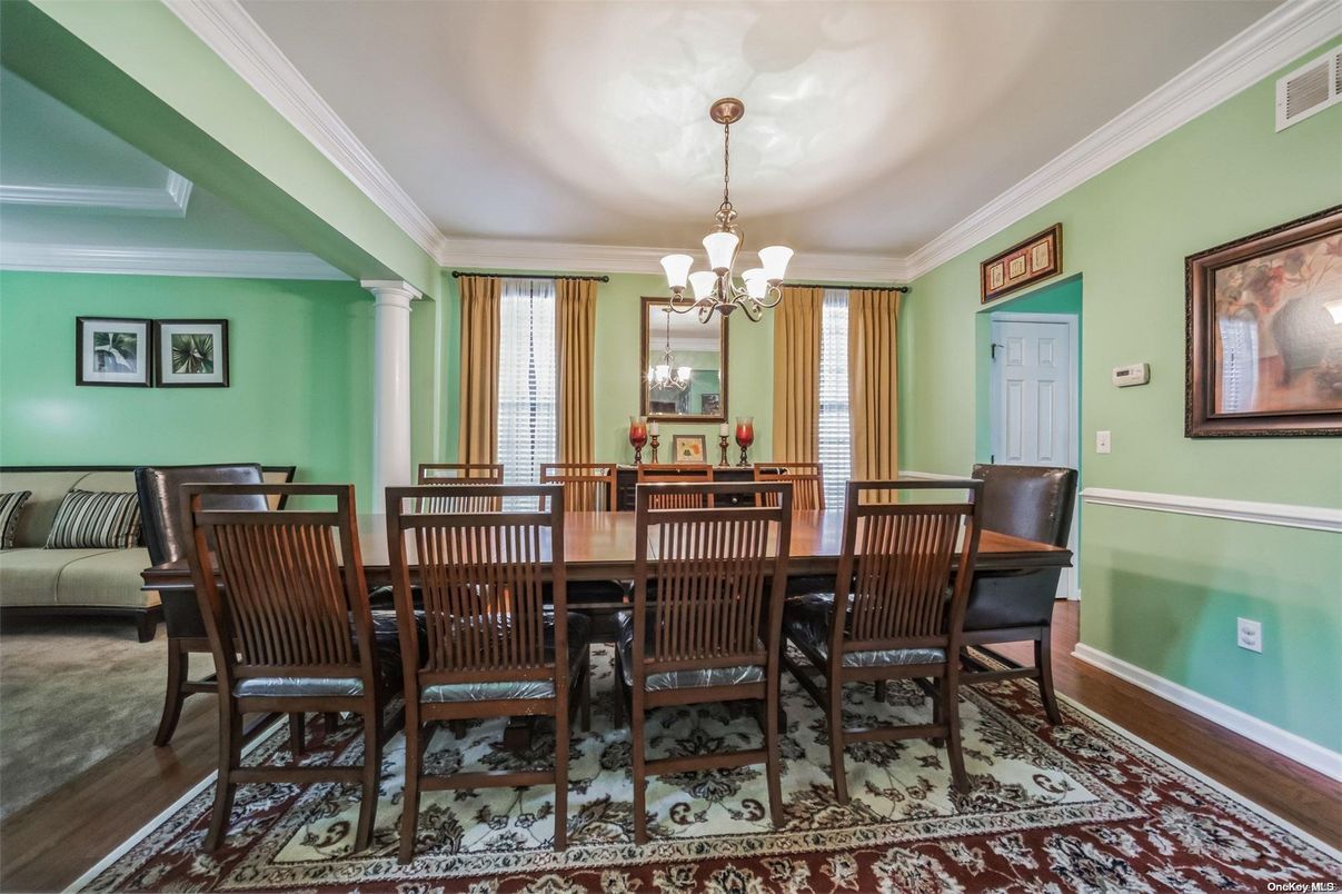 Chandelier, Dining room, Interior, Wood Texture Flooring