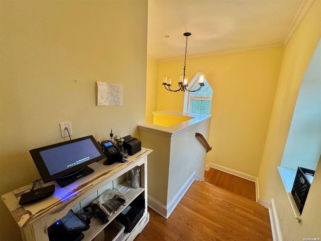 Chandelier, Home Office, Interior, Pendant Lights, Wood Texture Flooring