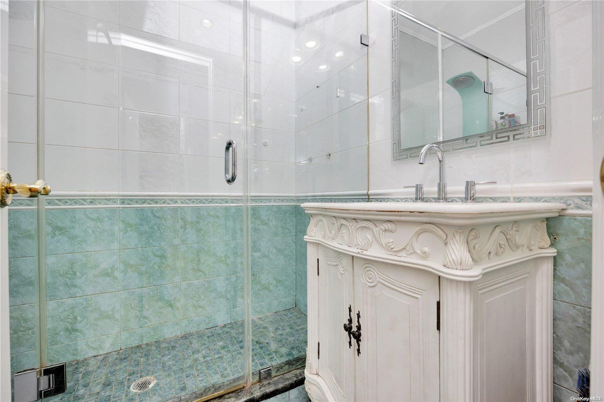 Bathroom, Glass Shower, Interior, Recessed Lighting