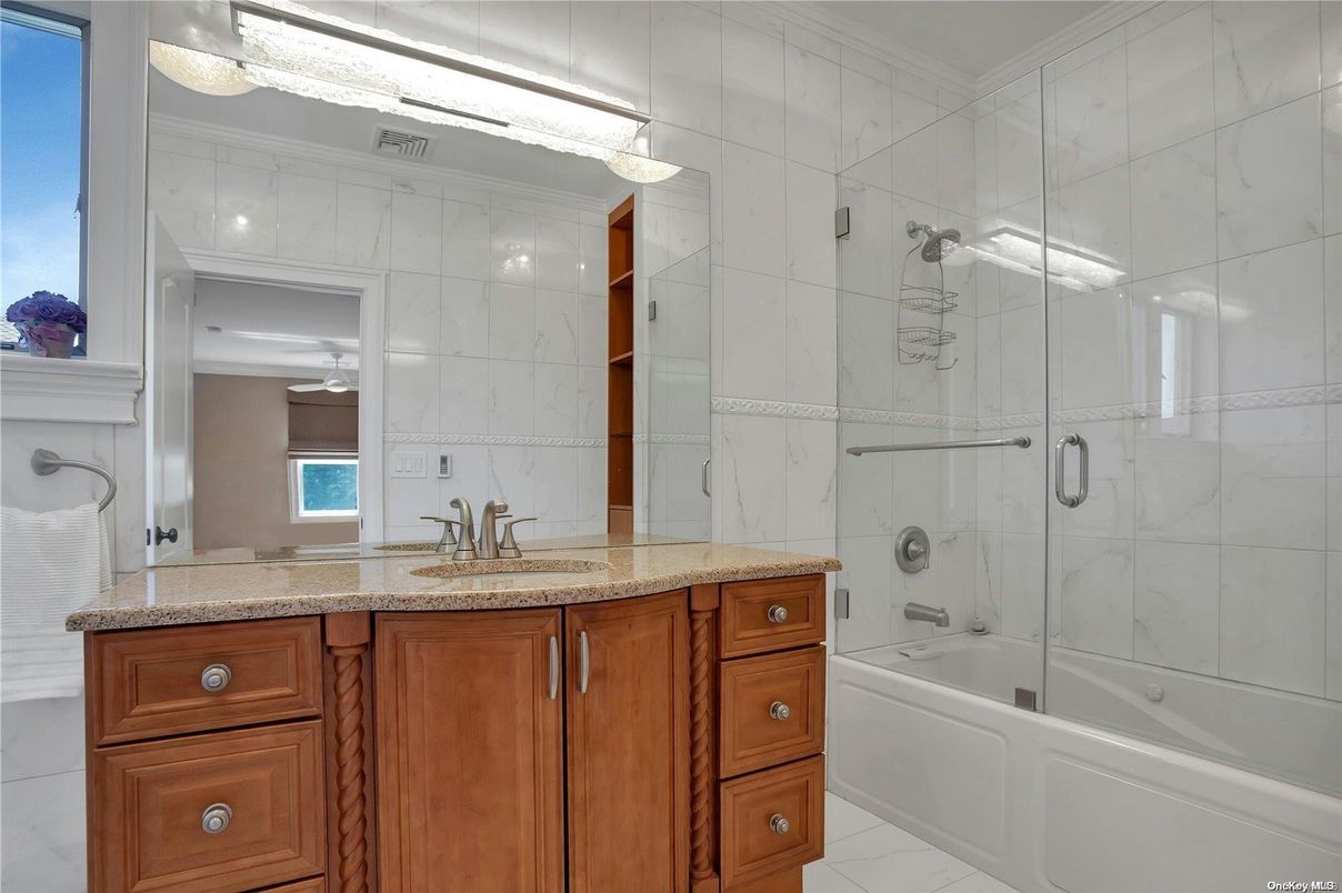 Bathroom, Glass Shower, Interior, Marble Walls
