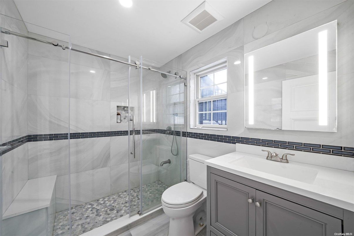 Bathroom, Glass Shower, Interior, Recessed Lighting