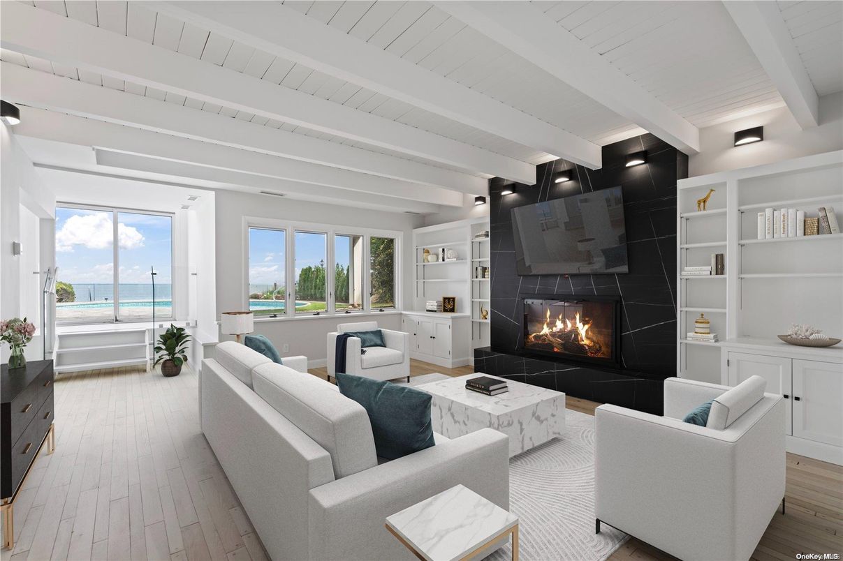 Fireplace, Interior, Living room, Water, Wood Texture Flooring