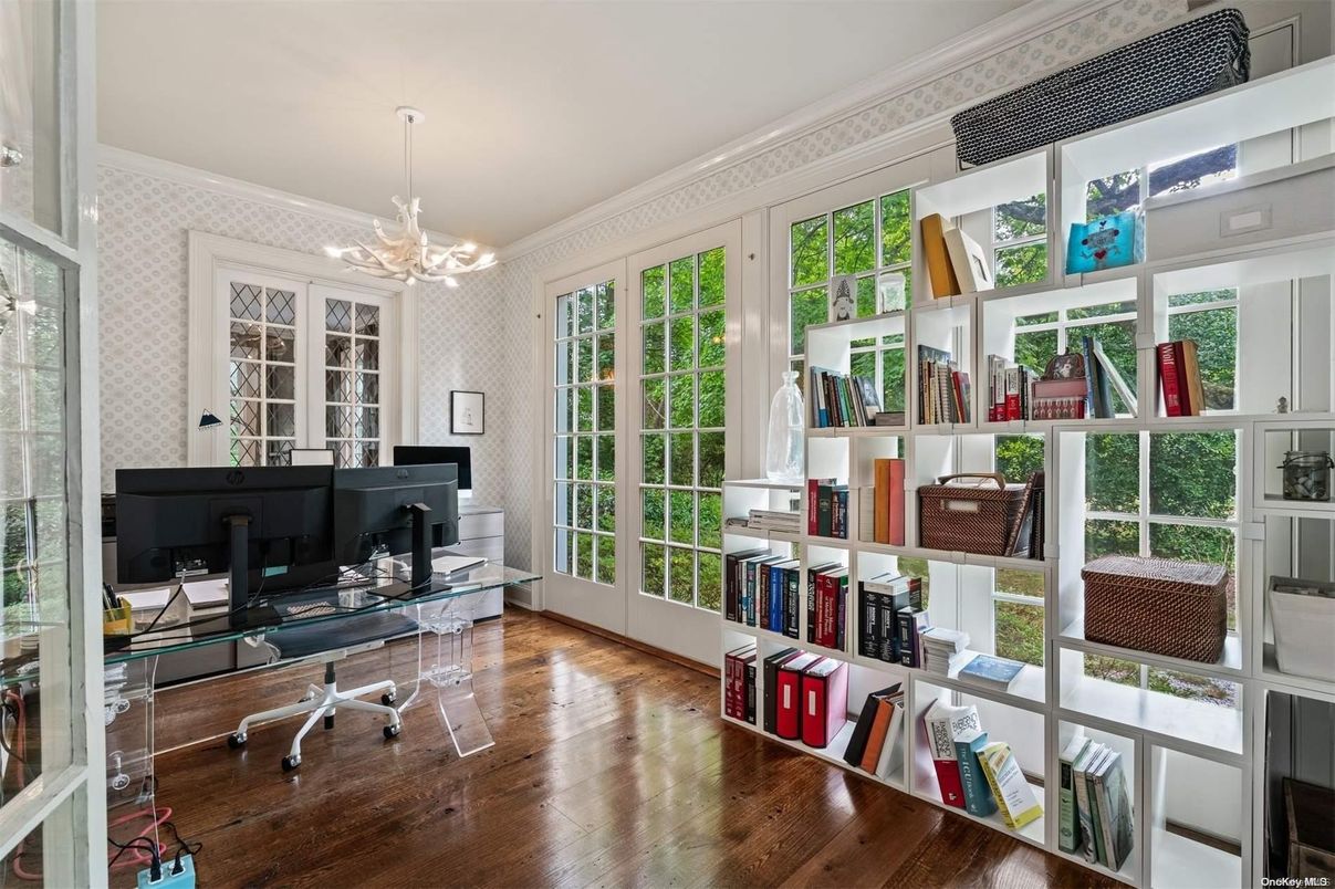Home Office, Interior, Pendant Lights, Wood Texture Flooring