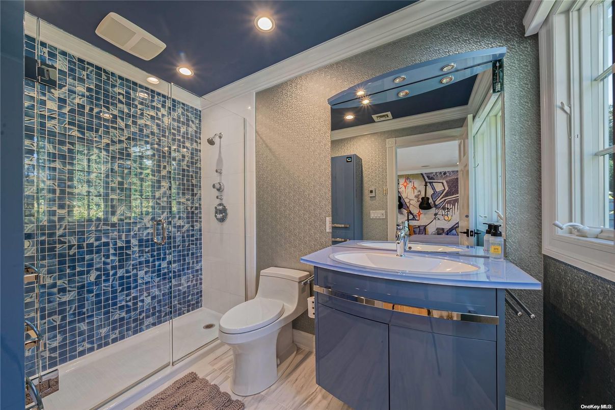 Bathroom, Glass Shower, Interior, Recessed Lighting