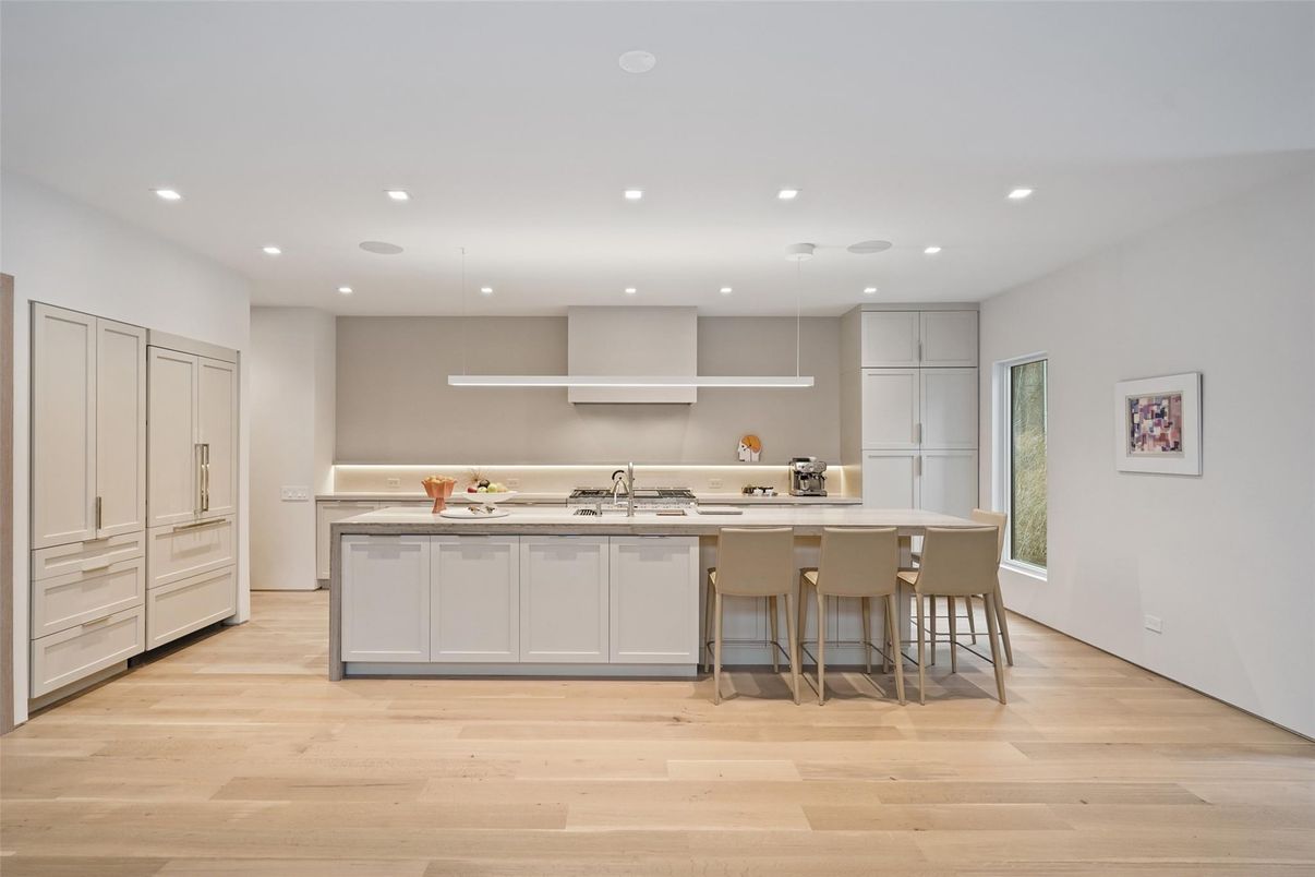 Interior, Kitchen, Pendant Lights, Recessed Lighting, Wood Texture Flooring