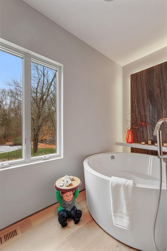Bathroom, Free Standing Baths, Interior, Wood Texture Flooring